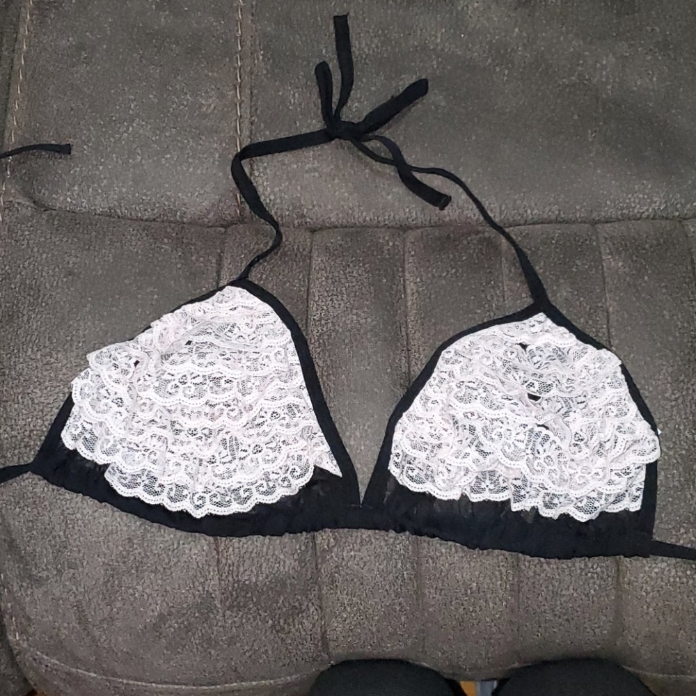 Blush pink ruffled unlined bra